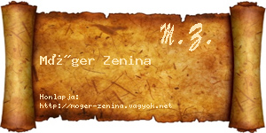 Móger Zenina névjegykártya